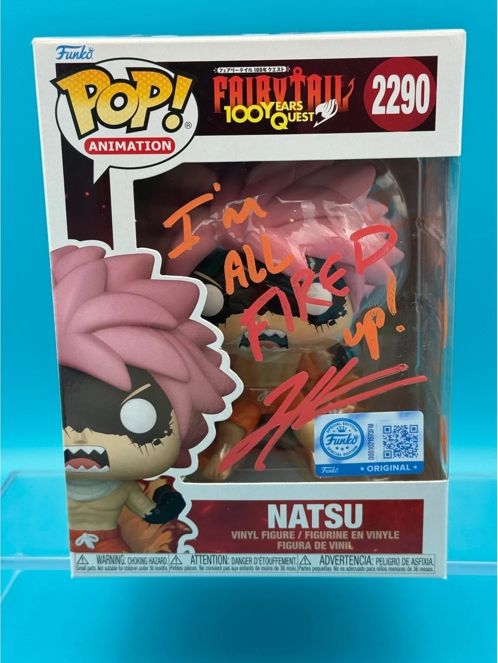 Todd Haberkorn Signed Natsu Fired up fairy tail Funko pop 2290 with MAS COA
